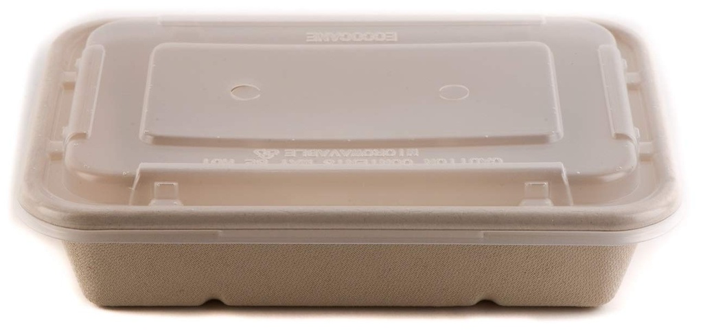 [250 Pack] 29oz Compostable Eco Friendly Container Trays with Lids - Rectangular Oblong Tree Free Sugarcane Bagasse Meal Prep Bento Boxes Take Out Catering Microwavable Deep Container by EcoQuality