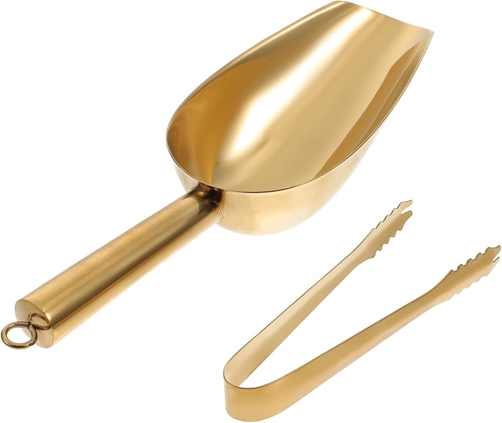 Homoyoyo 1 Set Stainless Steel Ice Cube Scoop Clip Multipurpose Food Shovel Tongs for Kitchen Bar and Party