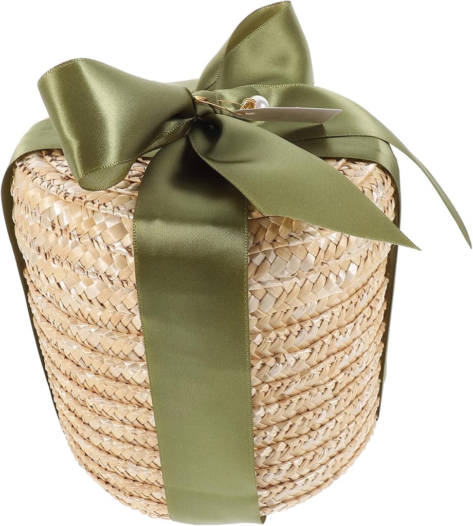 Zerodeko Retro Bread Basket Straw Woven Storage Box Lid Daily Use Storage Basket Decorative Seagrass