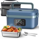 VASG Heated Lunch Box for Adults, 16000mAh Cordless Rechargeable Electric Lunch Box with 1L Stainless Steel Container, Portable Self-Heating Food Warmer for Work, Construction, Office & Travel