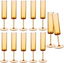 Amber Plastic Champagne Flutes, 12 Pcs Shatterproof Reusable High Clear Champagne Glasses, 6 oz Acrylic Unbreakable Elegant Party Drinking Cocktail Wine Glasses Wedding Birthday Bar Toasting Goblets