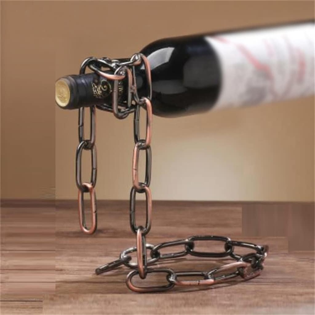 Suspension Iron Chain Wine Racks Bottle Wine Display Racks Stand Holder Kitchen Dining Room Cellar Bar Decoration(D)