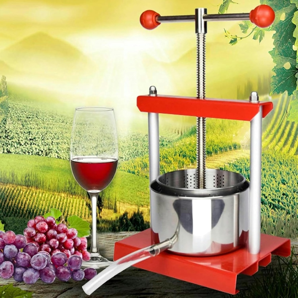 Wine Cider Press, 6L Fruit Juicer Press, T-Shaped Handle, Anti-Rust Stainless Steel Dual Barrels, Processing Extractors for Honey, Pepper Oil, Cheese Making~/
