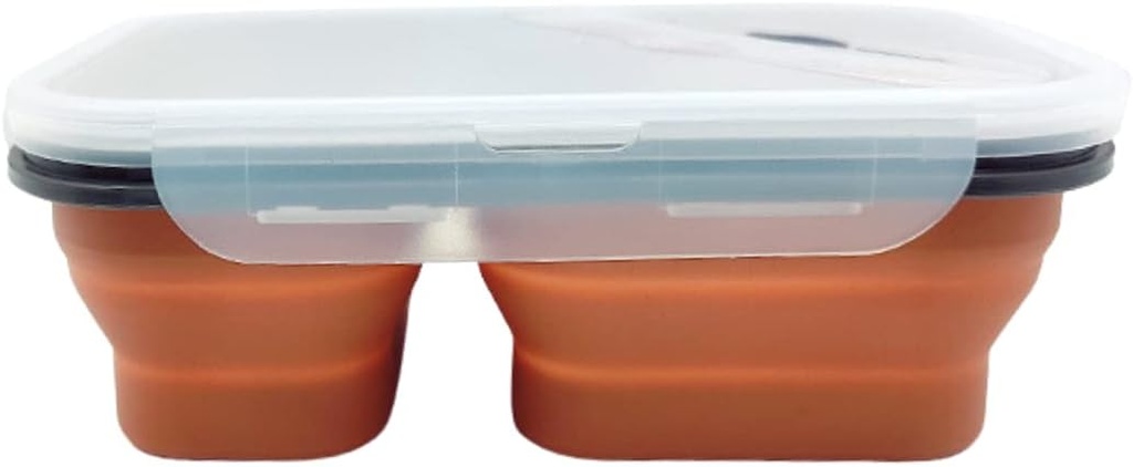 Reusable Foldable Take Out Lunch Bento Box Microwave & Dishwasher Safe BPA Free Non Toxic Non Stick - Orange