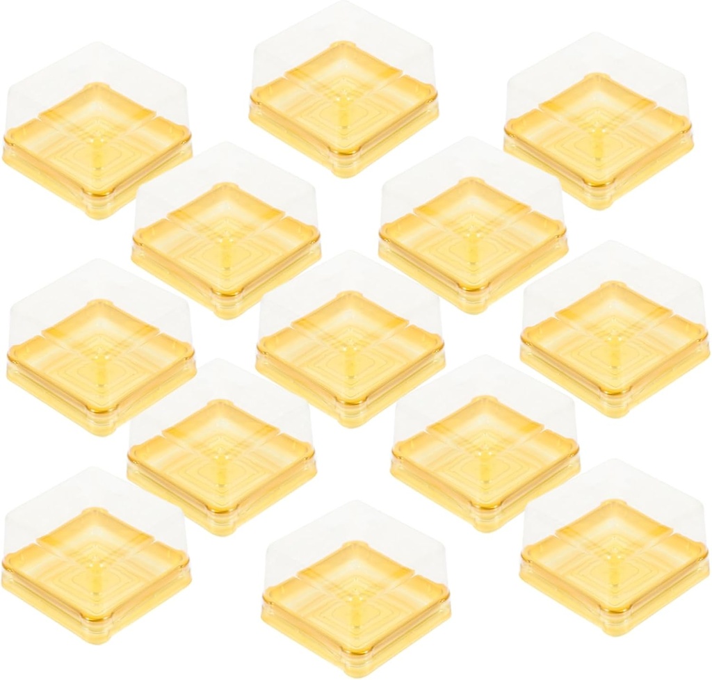 ABOOFAN 50Pcs Dessert Boxes Baking Cake Dome Cases with Square Bottom Abs Material for Homemade Cupcakes Moon Cakes and Pastries Suitable for Bakery and Home Use