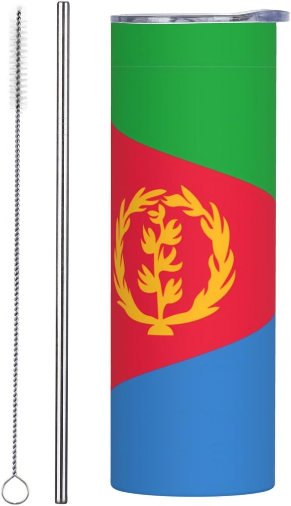 20ozEritrean flag stainless steel straw lid cup, double-layer stainless steel, can be drunk directly or with a straw