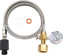 Upgraded Soda Machine Co2 Adapter Stainless Steel Hose with Larger Pressure Gauge, CGA320 Co2 Tank Direct Hose Adapter to Jet/One Touch/Fizzi/Aqua Fizz Soda Water Machine (60 inch)
