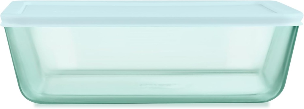 Pyrex Colors Tinted (11 Cup) Tinted Glass Large Rectangular Food Storage Container, Snug Fit Non-Toxic Plastic BPA-Free Lids, Freezer Dishwasher Microwave Safe, Aqua