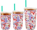 Reusable Iced Coffee Cup Insulator Sleeve for Cold Beverages and Neoprene Cold Coffee Cup Sleeves Cooler Cover 16-32OZ for Coffee Cups, McDonalds, Dunkin Donuts, More (Flower Red)