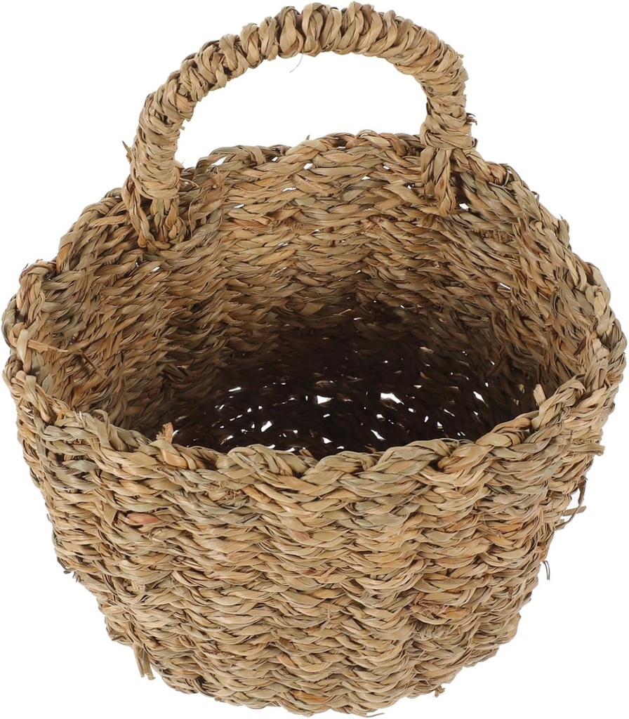 Cabilock Boho Style Wall Hanging Basket Natural Woven Storage Organizer for Home Kitchen Decor Sturdy Space Saving Hanging Basket Easy to Clean and Maintain
