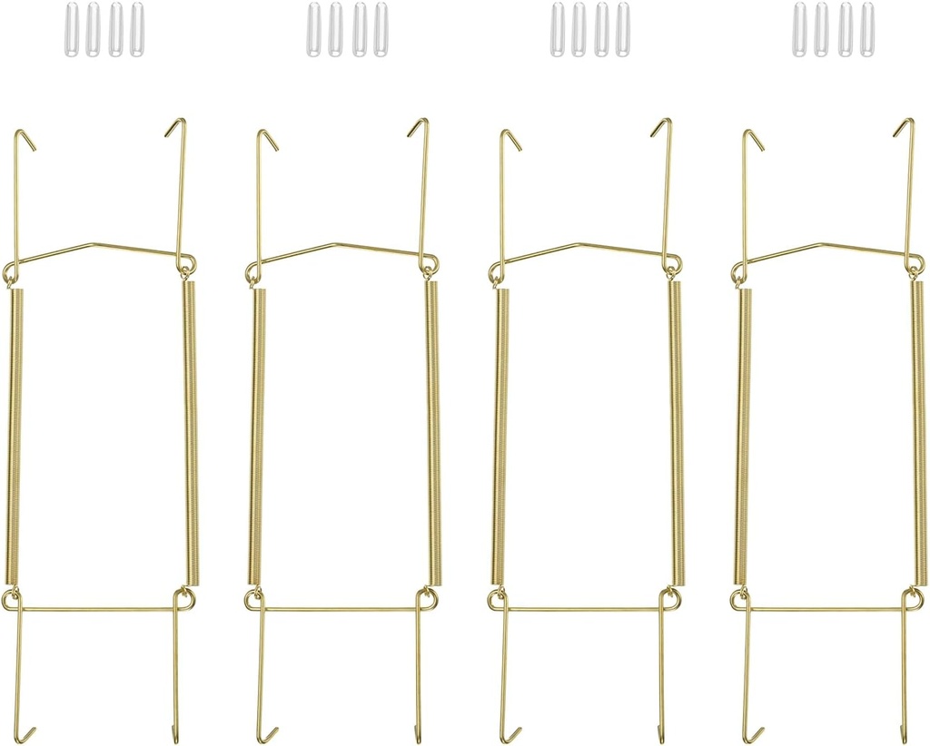 uxcell 4Pcs Plate Hanger, 12 Inch U Type Zinc Plated Invisible Wall Plate Hangers for Decorative Plates, Gold