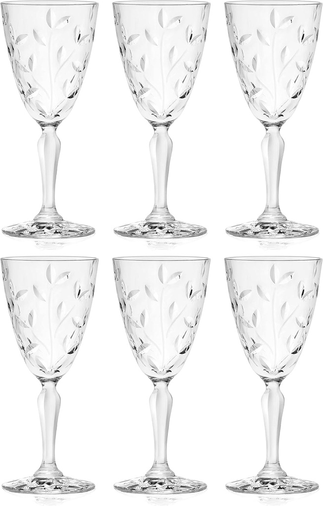 Barski Wine Glass - Goblet - Red Wine - White Wine - Water Glass - Stemmed Glasses - Set of 6 Goblets - Crystal like Glass - 7.7 oz. Beautifully Cut Designed Made in Europe