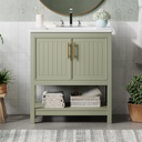 30-Inch Green Bathroom Vanity with Ceramic Sink and Versatile Storage - Ideal for Small Bathrooms, Green
