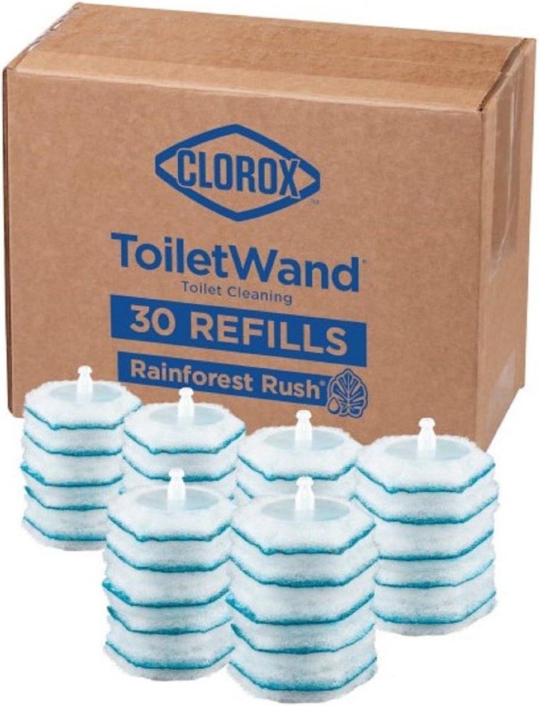 Clorox ToiletWand Toilet Cleaner Refills, Toilet brush, Rainforest Rush, 30 Ct