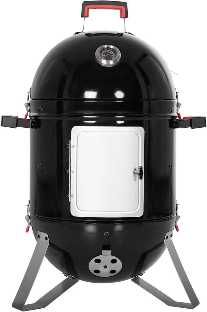 GREEN PARTY 18" Vertical Charcoal Smoker Grill Bullet Water Smoker Barbeque Grill, Outdoor BBQ Smokers Portable Meat Smoker Grill for Deck Patio Backyard Balcony Parties