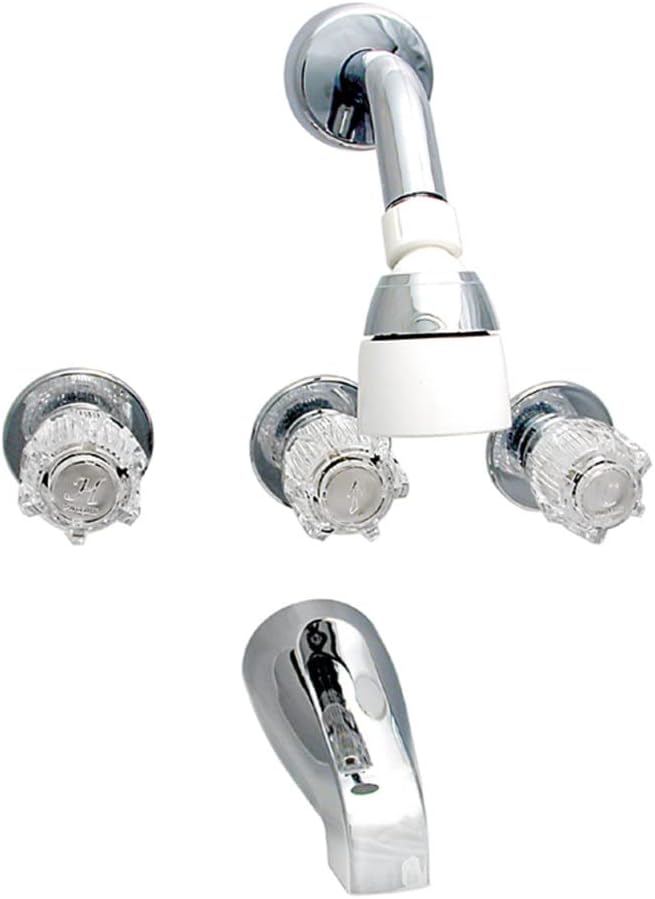 Valterra PF214307 Brass Three-Handle 8" Tub/Shower Faucet with Shower Head Kit - Chrome