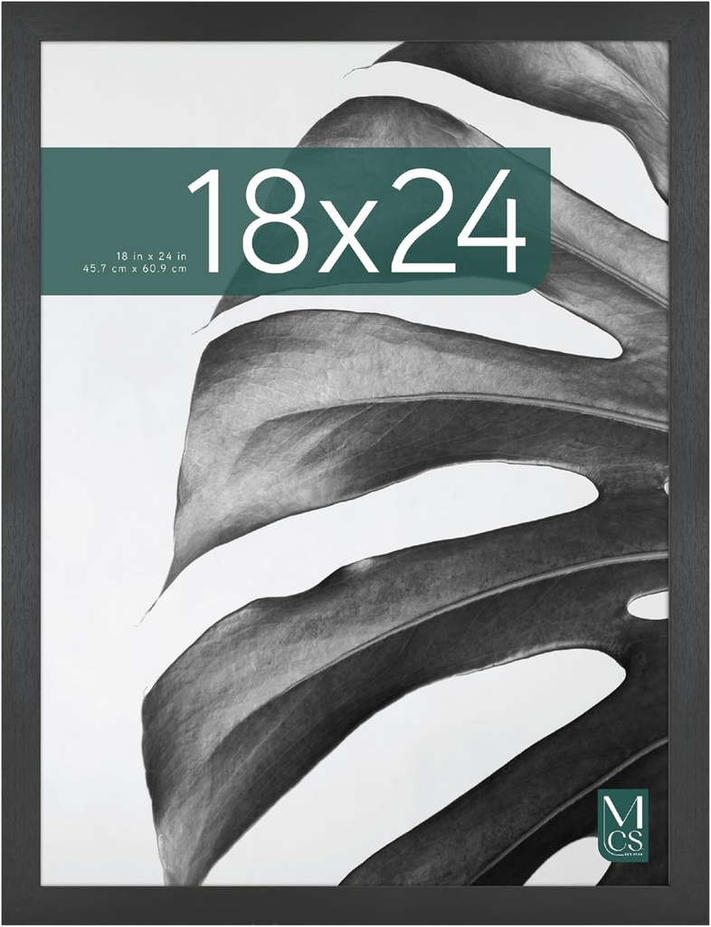 MCS Studio Gallery 18x24 Poster Frame Black Woodgrain Engineered Wood, Vertical & Horizontal Wall Hanging Large Picture Frame for Photos, Posters & Art Prints (1-Pack)