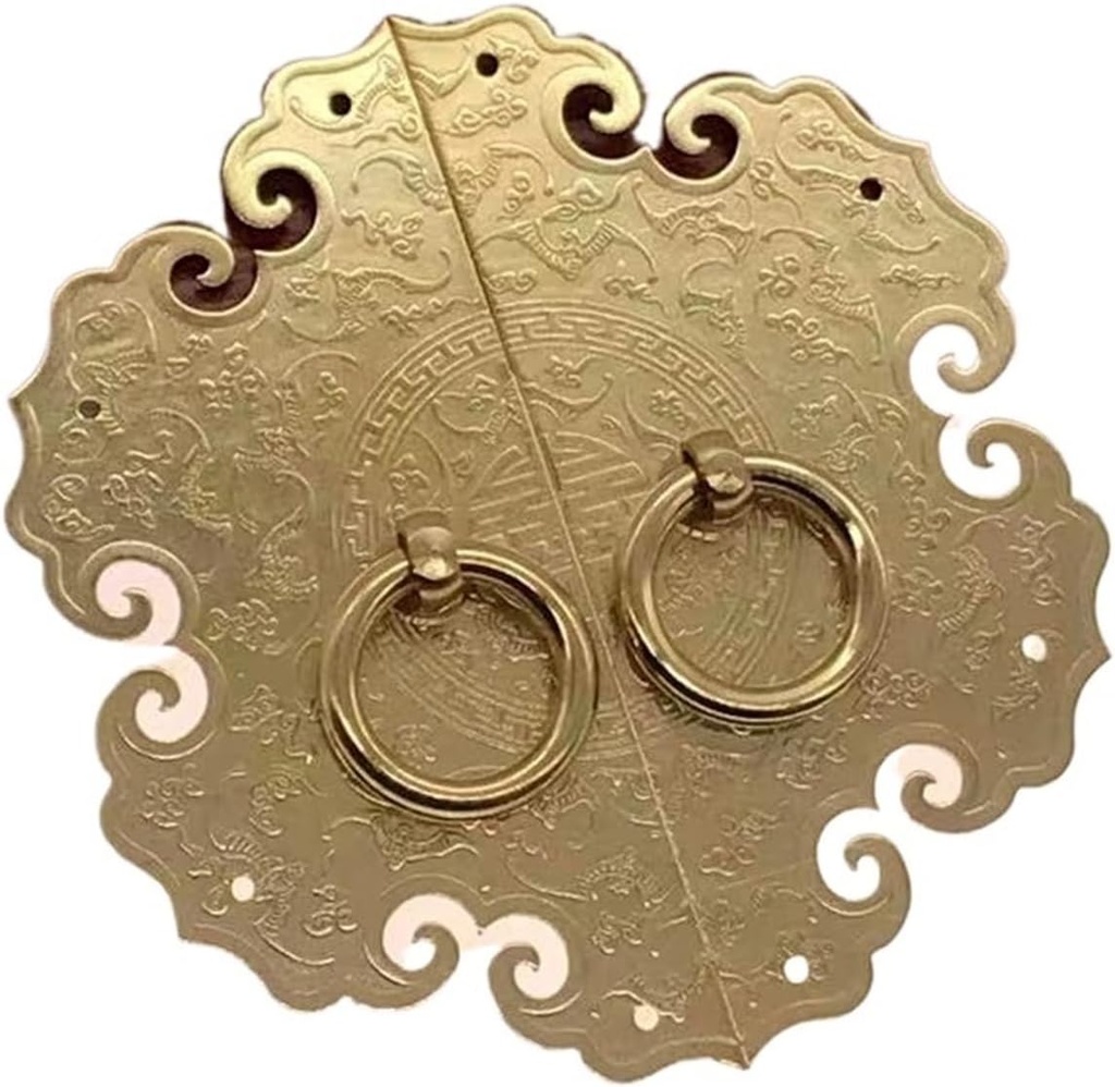 Door Knocker Brass Cabinet Handle Furniture Accessories Shoe Cabinet Wardrobe Door Retro Handle Home Decoration(Diameter122mm Gold)