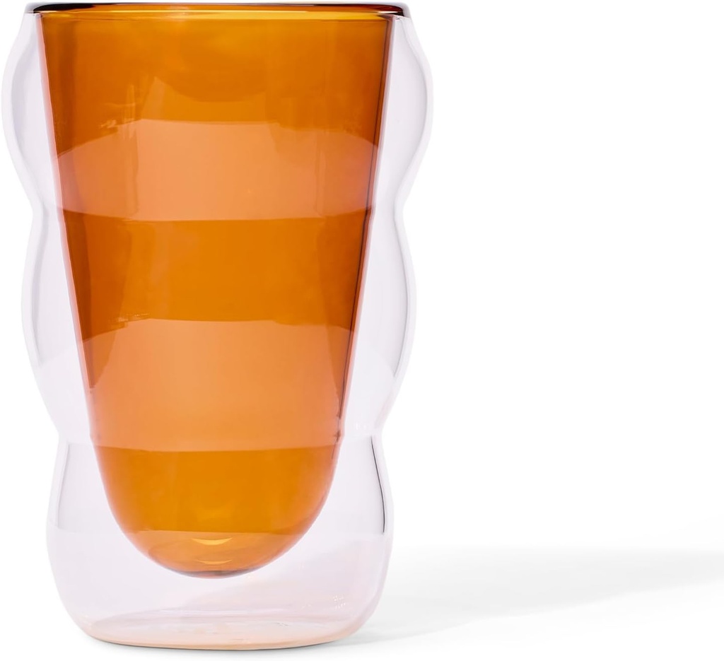 Teaspressa Amber Glass Cloud Cup 12 oz Double-Wall Insulated Borosilicate Glass – Heat-Resistant – Ideal for Pumpkin Spice Lattes, Hot Tea, Coffee & More – Cozy Fall Design – Great Gift