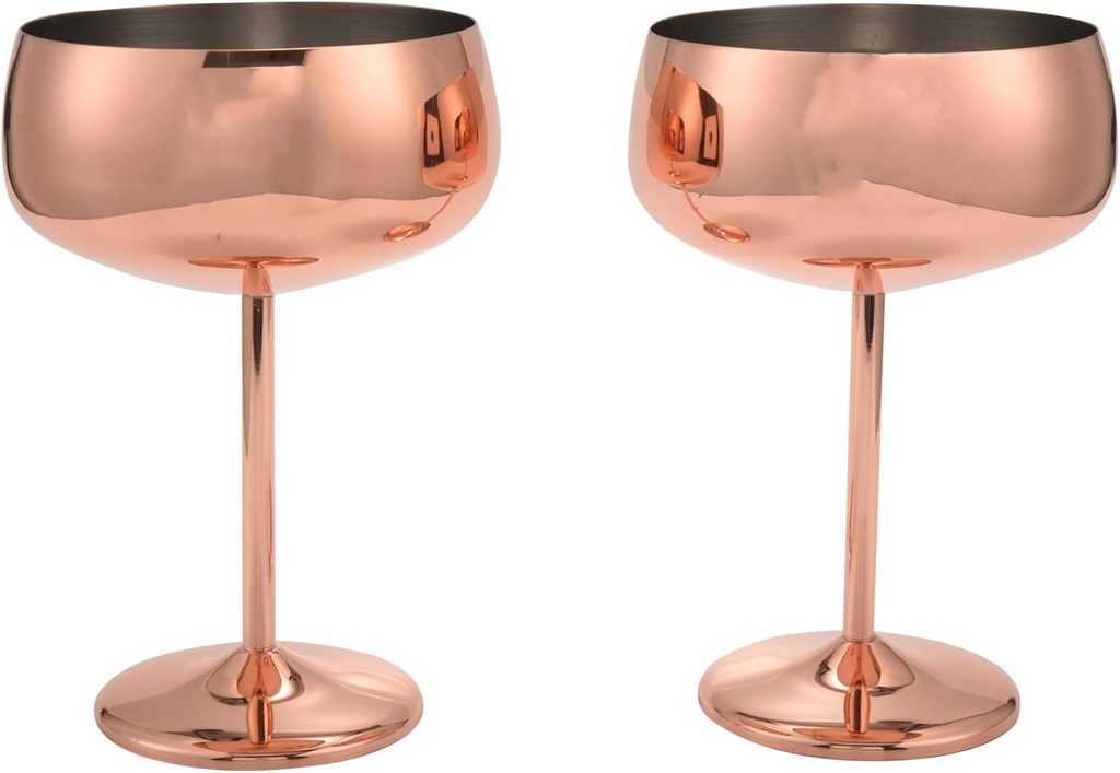 Copper Coupe Champagne Glasses Set of 2 Stainless Steel Vintage Cocktail Glass Wine Goblet