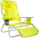 Ostrich Deluxe Padded 3-N-1 Outdoor Lounge Reclining Beach Chair, Lime Green (2 Pack)