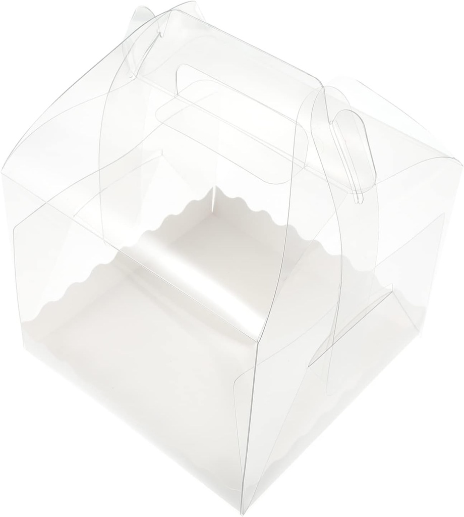 Ciieeo 10pcs Birthday Party Cake Boxes Plastic Cake Containers Box Lid Storage for Desserts Cupcakes Candy