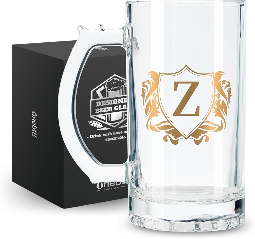 Onebttl Personalized Beer Gifts for Men - 17 oz Heavy Beer Stein Mug with Handle for Boss as Birthday Christmas Gift - Z
