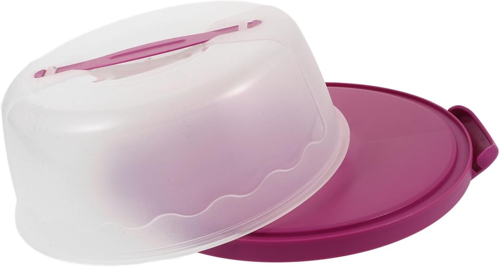 GANAZONO Cake Preservation Box Party Cake Carriers Cup Cake Boxes Cake Slice Boxes Container Storing Portable Case for Carry and Number Take Dessert Transparent Purple Plastic re-usable