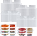 32 Pack Reusable Snack Containers 𝐂𝐥𝐞𝐚𝐫𝐚𝐧𝐜𝐞, 2-Compartment Dipping Containers with Lid for Refrigeration, Portion Control, Outdoor Takeaway Sauce Dip Case