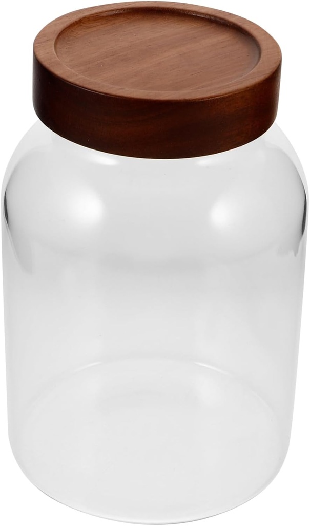 LIFKOME Glass Cookie Jar with Airtight Wooden Lid Wide Mouth Storage Container for Snacks Pasta Candy and Dog Treats Versatile Kitchen Organization