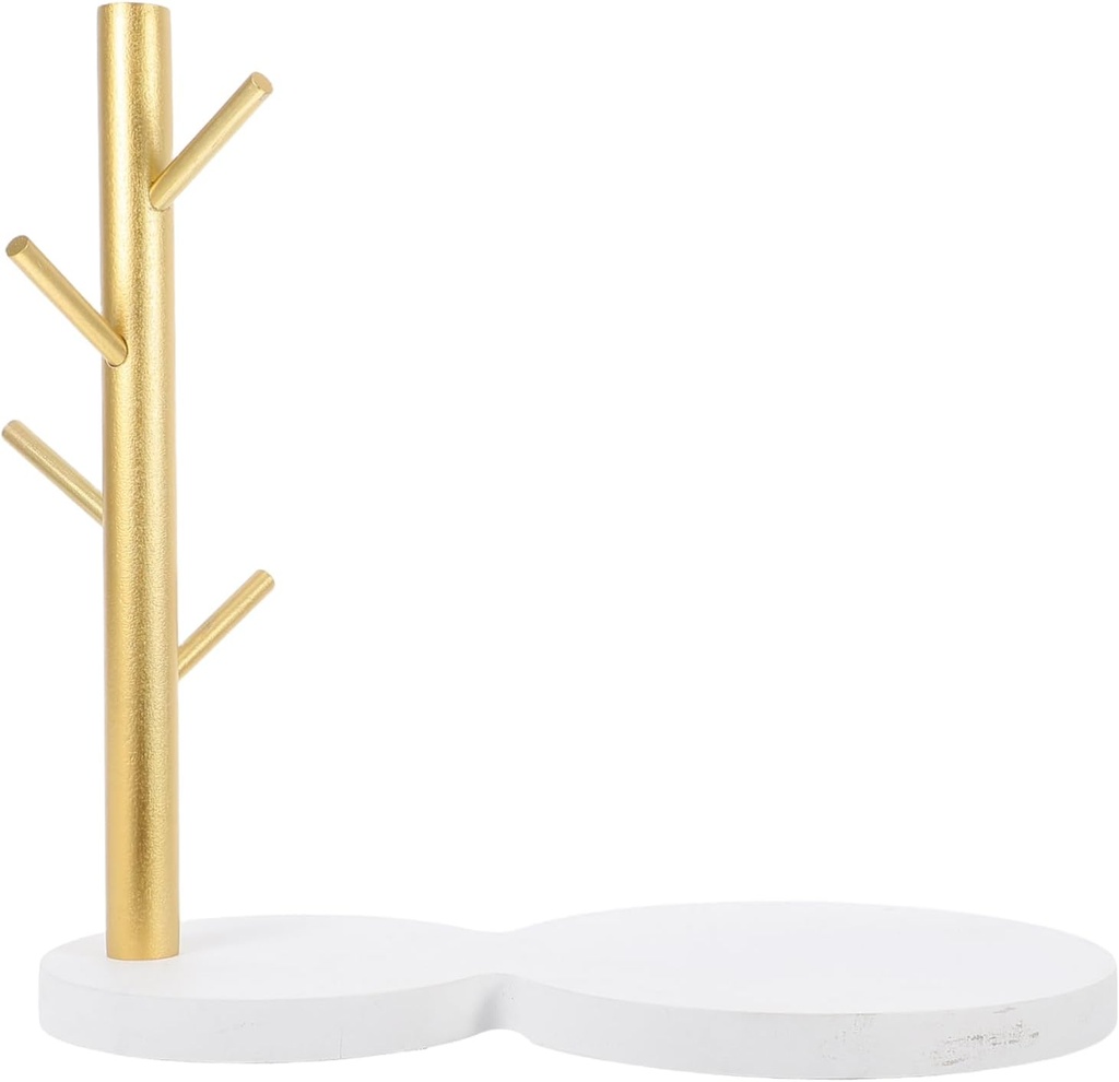 KICHOUSE Wooden Tea Cup Storage Rack Multi-Functional Mug Holder for Home Space-Saving Desktop Organizer Elegant Design for Kitchen and Living Room Construction