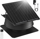 Solar Attic Fan with Thermostat, Solar Roof Vent Fans with 55W Solar Panel & 65FT Remote, 12" Solar Attic Vent Fan 24/7 Runtime, 1200CFM Attic Exhaust Fans for House Roof Mount Cover 1800Sq.ft