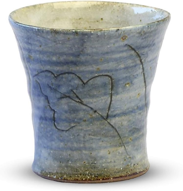 Shigaraki W919-01 W919-01 Ceramic, Width 3.5 x Depth 3.5 x Height 3.7 inches (9 x 9 x 9.5 cm), Ayaka (Blue) Shochu Cup, Stylish Pottery 4510542399037