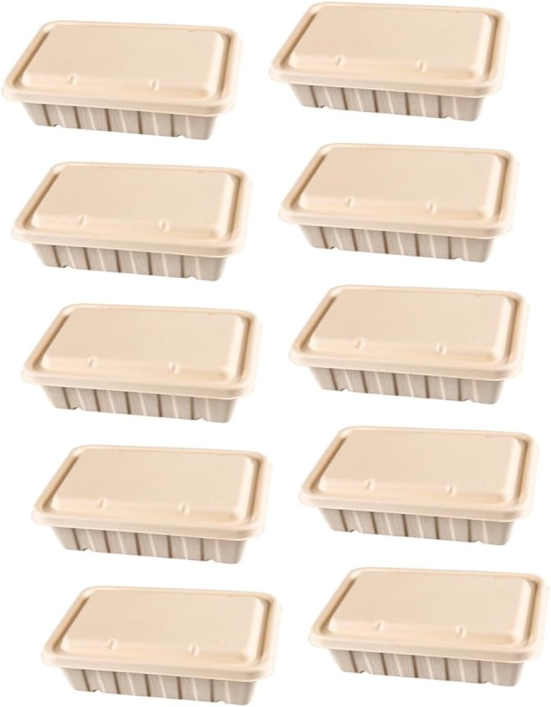 10pcs Eco-friendly Pulp Box Food Storage Containers Paper Pulp Lunch Boxes for Bread Salads Hot Dogs Portable Lightweight Biodegradable Packaging