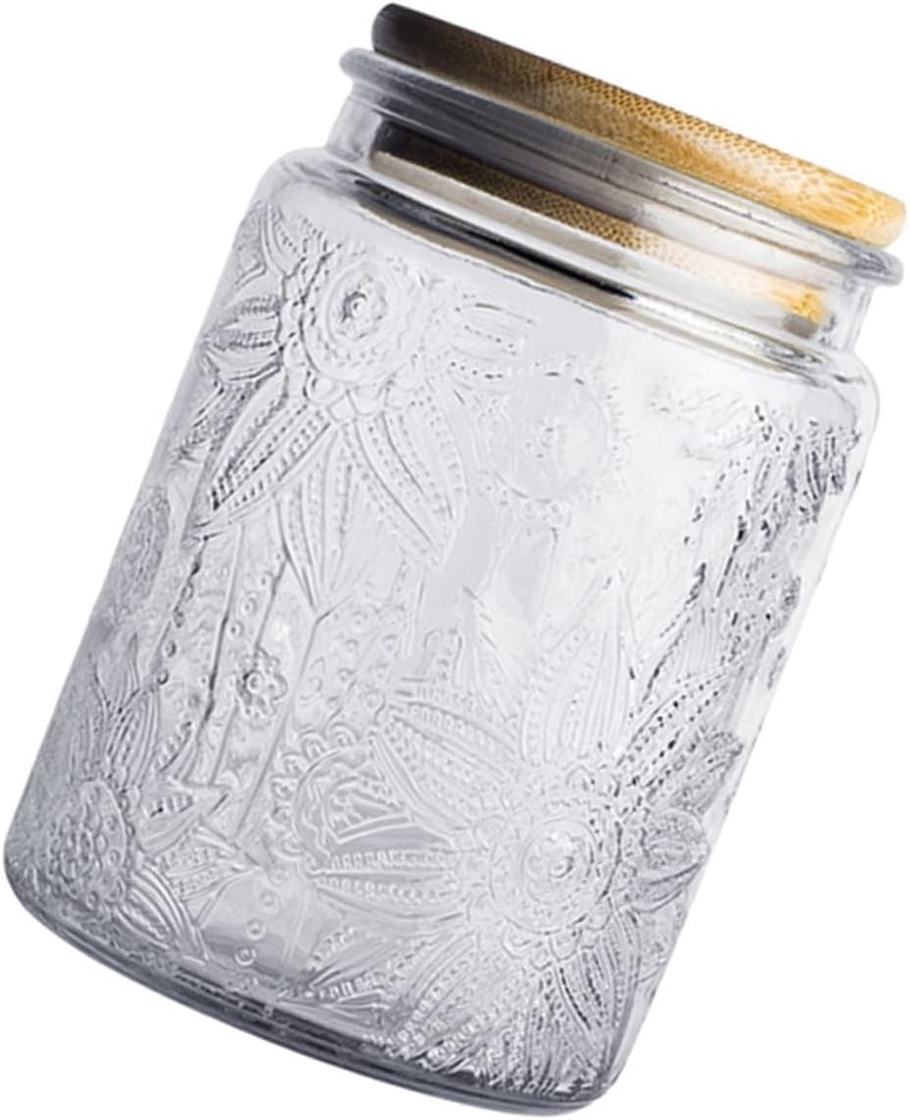 1pc Sealed Glass Jar Lid Sunflower Design Storage Container for Snacks Sweets and Cereal for Organizing Decor