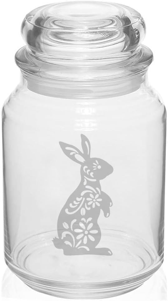 MIP 26 oz Glass Candy Jar Gift Fancy Bunny Rabbit