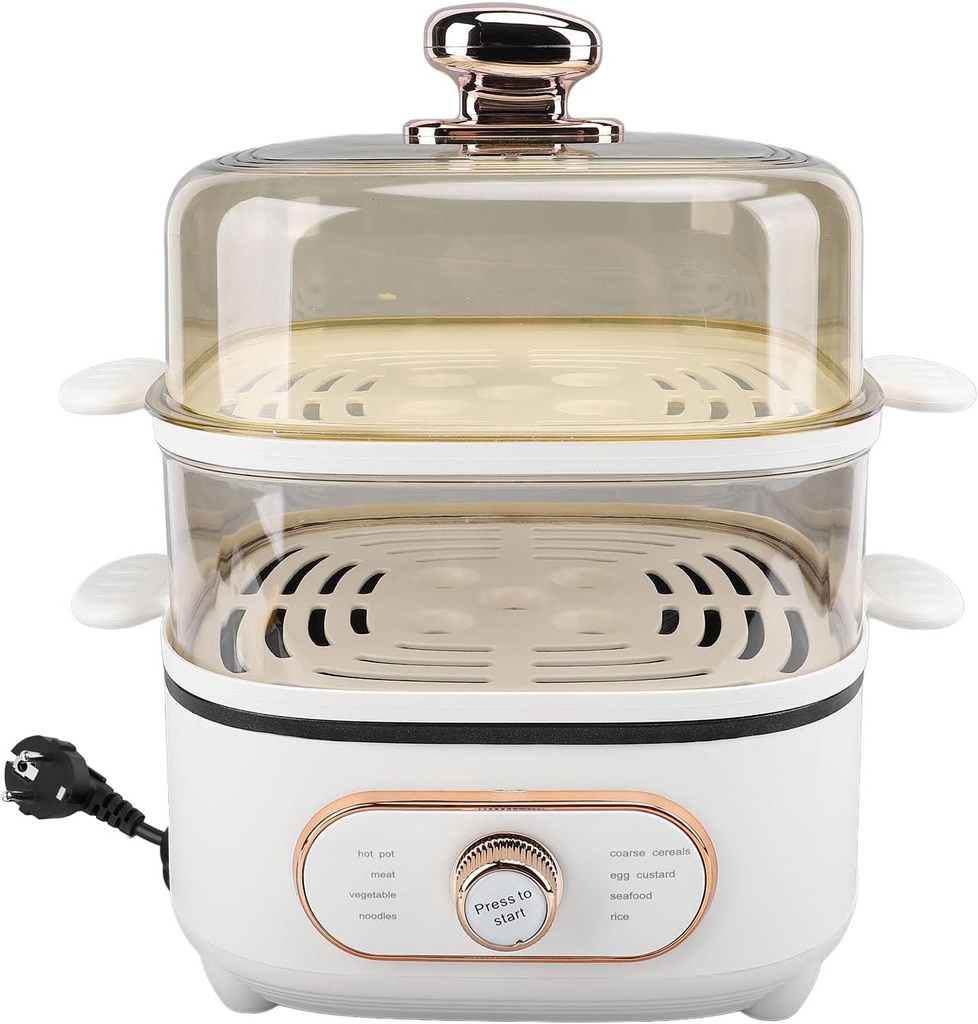 Electric Steam Pot 2 Tier Stackable 10.5L Large Capacity Electric Hot Pot with Steaming Plate 1200W Multipurpose Cooker for Soup Noodles Vegetables Seafood and More