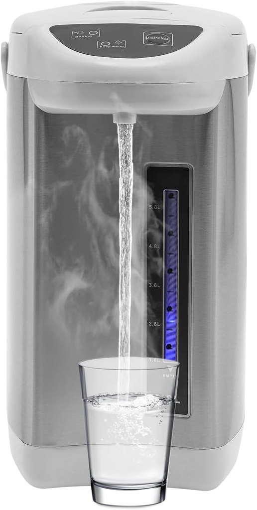 5.8L/196Oz Electric Kettle, Stainless Steel Electric Hot Water Urn Pot Dispenser with Removable Water Tank, 110V Water Boiler Warmer, 750W Multi-Function Smart Kettle for Office Home (Grey)