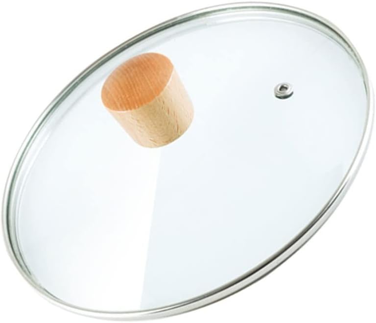 DOITOOL 7 Inch Skillet Lid Tempered Glass Lid Wood Wok Kitchen Supplies Portable Slow Cooker