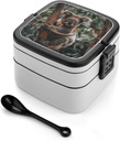 Koala Holding A Branch Lunch Box with Handle Stackable 2 Layer Leak-Proof Bento Box Portable Food Containers for Unisex