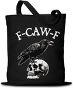Halloween Skull Crow Canvas Tote Bag, Day of the Dead Holiday Decorative, Canvas Shoulder Bag Reusable Grocery Shopping Bag