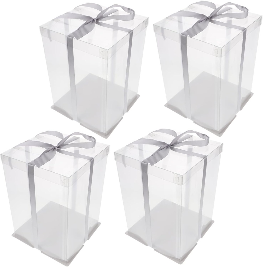 STOBAZA 4 Pcs Boxes Cake Carrier Transparent Portable Cake Box for Birthdays Weddings and Parties for Storing and Transporting and Desserts Easy to Clean Odorless