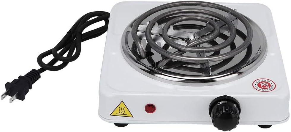 1000W Alloy Electric Stove Top Burner White Portable Electric Hot Plate for Coffee Tea 11x9x3in