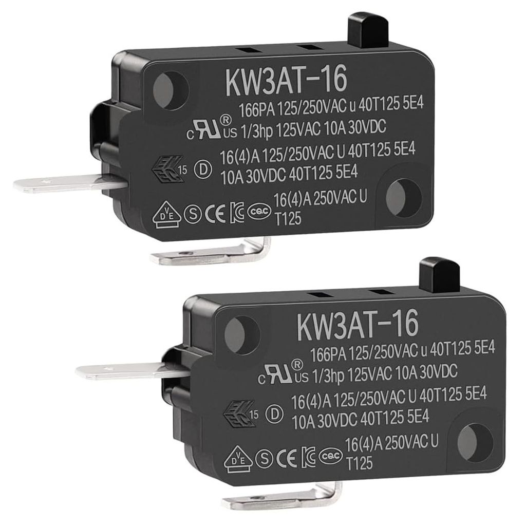Microwave Oven Door Switch Replacement Part, 16A 125VAC, KW3AT-16 (Downward Compatible with KW3A-16), Compatible with LG GE Samsung Microwave Oven, Normally Open + Normally Closed
