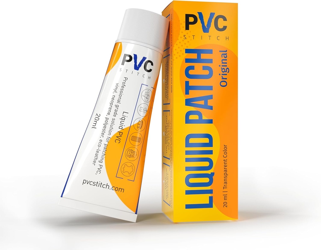 PVC Stitch Liquid Patch – Air Mattress Patch Kit Heavy Duty, Inflatable Patch Glue for PVC & PU, Inflatable Boats, Rafts, Kayaks, SUP, Hot Tubs, Waterbeds, Bounce Houses. Waterproof, 3-hr Cure, 20 ml