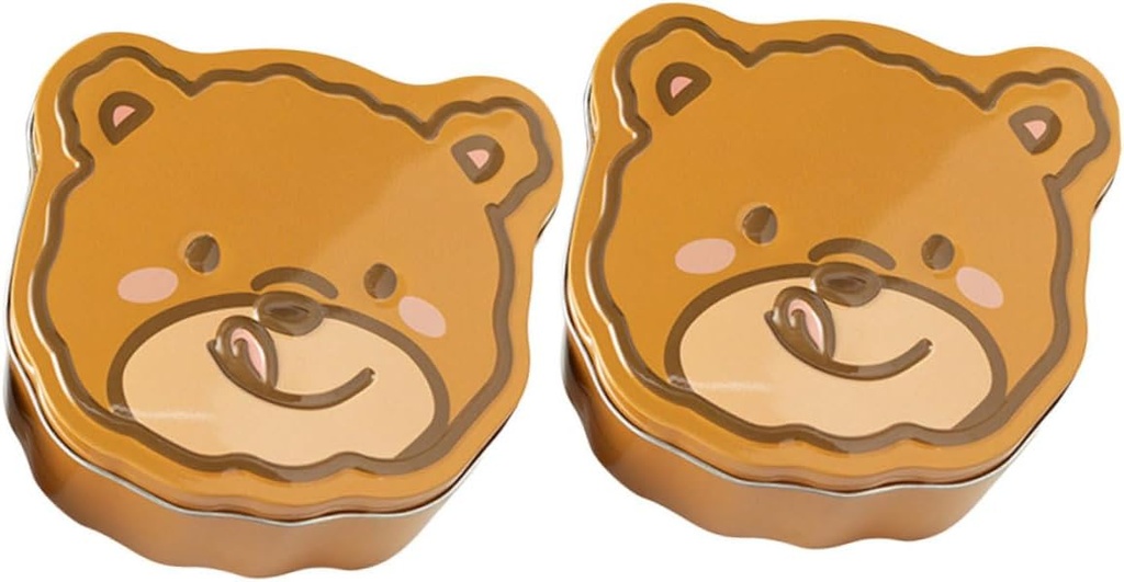 STOBAZA 2pcs Bear Shape Candy Boxes Tinplate Candy Jar Cookie Jar Treat Box Multipurpose