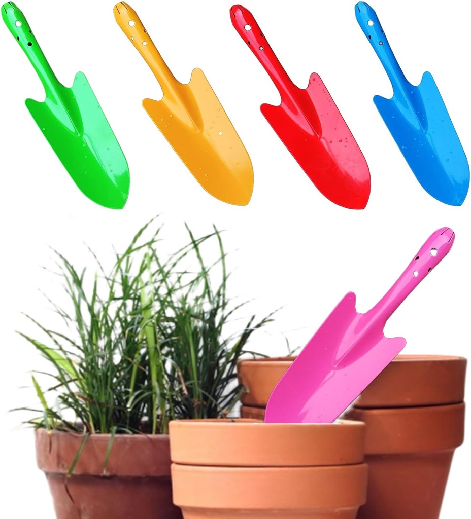 Garden Trowel for Digging and Planting, Mini Colorful Metal Hand Shovel, Small Trowel Set Garden Tools for Flower Soil Planting Digging Transplanting Ideal Gardening Gift for Kids