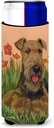 Caroline's Treasures Airedale Terrier Poppies Ultra Hugger for slim cans cold-beverage-koozies, Multicolor