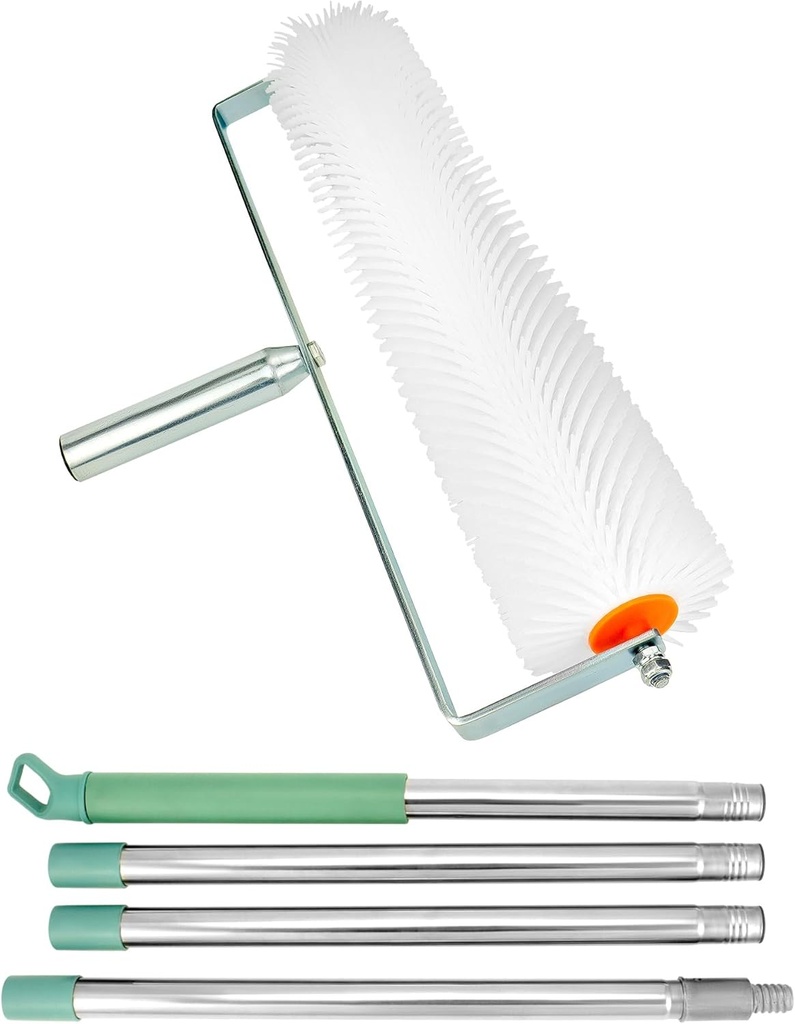 QWORK Spiked Screeding Compound Roller, 20" x 1" Latex Floor Self Leveling Screed Spiked Roller Remove Bubble Smooth Level Screed Surface