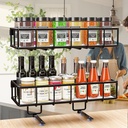 Hanging Storage Basket Wall Mount for Paper Towel Holder, Heavy Duty Metal Kitchen Bathroom Shower Spice Rack Home Decor Essentials, 2 Set, Black